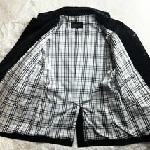 超希少モデル バーバリーブラックレーベル BURBERRY BLACK LABEL ベロア×ストライプ セットアップ ジャケット 衿ベルトLサイズ ブラック_画像3