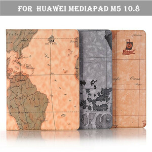 上質Huawei MediaPad M5 10.8インチ専用レザーケース/手帳型保護カバー/航海図/世界地図/スタンドカバー/軽量薄型/傷つけ防止/三色可選