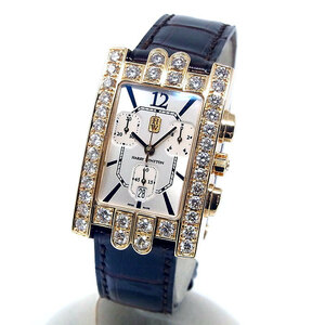 [ Harry Winston ] avenue chronograph diamond bezel K18YG box / guarantee OH settled ultimate beautiful goods clock 