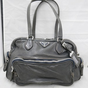 Prada PRADA Prada Semi-shoulder Leather Bag Black, Bag, bag, Prada in general, Shoulder bag