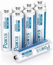★サイズ:単3電池8本★ POWXS 単三電池 充電式 ニッケル水素電池 2800mAh 約1500回使用可能 ケース2個付き 8本入り 低自己放電 液漏れ防止_画像1
