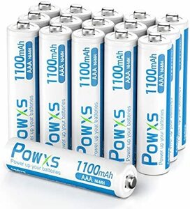 ★サイズ:単四電池16本★ POWXS 単四形充電池 充電式電池 高容量1100mAh 約1500回使用可能 ケース4個付き 16本入り 低自己放電 液漏れ防止