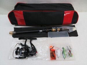 釣り具セット★DEBAONE DARK SPIDER DS3000 スピニングリール 釣り竿 ケース フィッシング USED 51124★!!