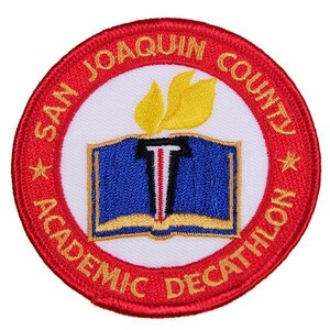 EF01 SAN JOAQUIN COUNTY ACADEMIC DECATHLON 丸形 ワッペン パッチ ロゴ エンブレム アメリカ 米国 USA 輸入雑貨