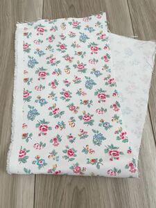 約44×12cmキャスキッドソン布生地花柄cathkidstonハギレカットクロスはぎれ白ホワイト