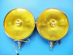  that time thing new goods 2 piece Marshall lamp 880 foglamp H3 valve(bulb) round plating body yellow lens old car Showa era MARCHAL original box none sub 2