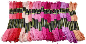  hand . cat. shop cotton 25 number embroidery threads DMC same color number pink 19 color 25ps.@C set 