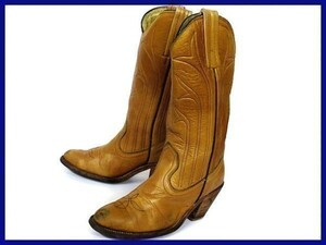 80s-90s?USA made Vintage *FRYE fly [5.5B/22.0-22.5/ tea ] Western /pekos boots / all leather / Goodyear made law *X3@L75