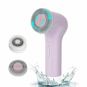 MYCARBON 電動 洗顔ブラシ USB充電 フェイスブラシ 2種ヘッド付 紫