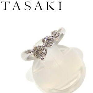 良品★TASAKI ダイヤモンド 0.24ct 0.15ct K18WG デザインリング 指輪 田崎真珠★