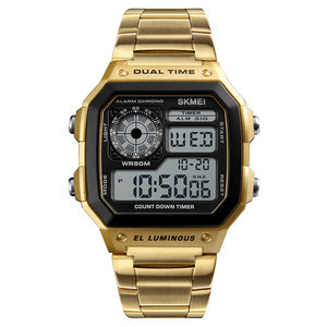 50m防水 デジタル腕時計 ステンレス スポーツ ゴールド金 CASIOカシオチプカシAE-1200WHDではありません