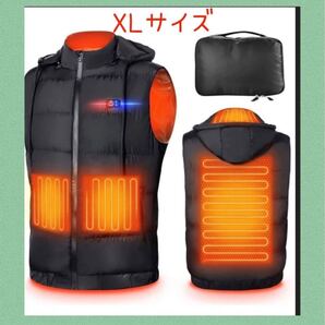 電熱ベスト USB式 前後9箇所発熱 防寒ベスト フード付き