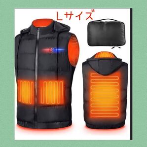 電熱ベスト USB式 前後9箇所発熱 防寒ベスト フード付き