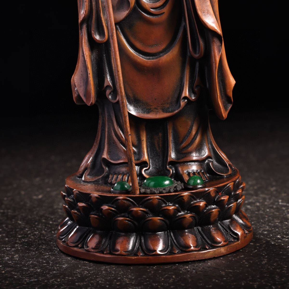 こちらで】 銅製 畝村直久作 仏像 『聖観音菩薩立像』 共箱 M R4211