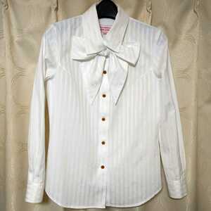 Vivienne Westwood ヴィヴィアンウエストウッド REDLABEL シャドウストライプ リボン付きブラウス 白シャツ 