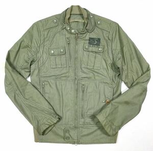 中古【DIESEL】“RN93243 CA25594” コットン ダブルジップアップ シングルライダースジャケット Khaki SIZE:S