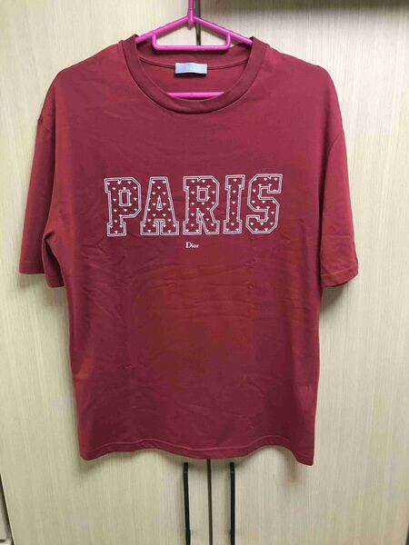 正規 18AW Dior Homme ディオールオム ディオール オム PARIS BEE パリ 蜂 ロゴ Tシャツ カットソー 赤 XXS 863J621I7412