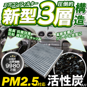 エアコンフィルター 車 ミツビシ スズキ マツダ 日産 三菱 ワゴンR 交換 消臭 抗菌 活性炭入り