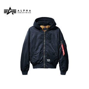 アルファインダストリー ALPHA INDUSTRIES MA-1 HOODED BATTLEWASH REPLICA BLUE Lサイズ ボンバー ジャケット alujm51502c1rbll