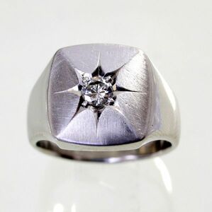 * б/у прекрасный товар * платина diamond 0.22ct печатка мужской кольцо 16.5 номер 