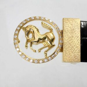 ◎中古美品◎１８金　ダイヤ　2.01ｃｔ　馬デザイン　バックル　新品クロコダイルベルト付き