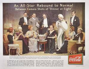 稀少！1933年コカコーラ広告/Coke/ソフトドリンク/ハリウッド・スター/ジーン・ハーロウ/42