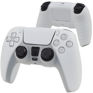 白 シリコン■PS5コントローラー (DualSense) 専用 ソフト ケース■オープン設計 操作性 傷汚れ対策 保護 カバー PlayStation5周辺グッズ