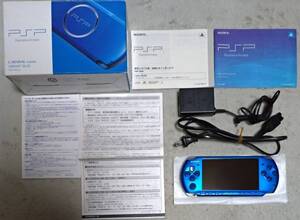 PSP-3000 プレイステーションポータブル バイブランドブルー 中古品 画面傷有り 箱 説明書一式 充電器 メモステ(4GB) 中箱欠品 送料無料