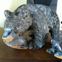  熊 くま置物 木彫 北海道 木工芸 昭和レトロ 木彫りの熊 インテリア セット_画像4