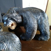  熊 くま置物 木彫 北海道 木工芸 昭和レトロ 木彫りの熊 インテリア セット_画像3