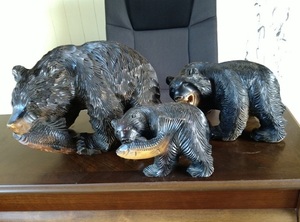  熊 くま置物 木彫 北海道 木工芸 昭和レトロ 木彫りの熊 インテリア セット