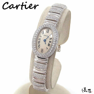 【カルティエ】ミニベニュワール K18WG ダイヤブレス レディース 腕時計 ホワイトゴールド フルダイヤ cartier 極美品