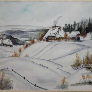 水彩画 豪雪地帯