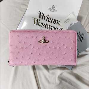 【新品・未使用】 ヴィヴィアンウエストウッド Vivienne Westwood 長財布 ラウンドファスナー レディース ピンク オーストリッチ風