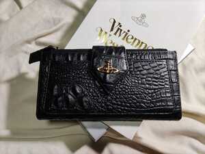 【新品・未使用】 ヴィヴィアンウエストウッド Vivienne Westwood 長財布 レディース 黒 クロコ調 カードが沢山入る♪