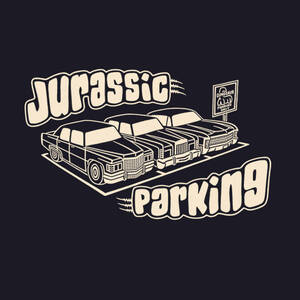 ■ JURASSIC PARKING Tシャツ■Lサイズ（ネイビーxナチュラル）LINCOLN CADILLAC CHRYSLER MOPAR