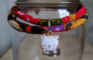 ちりめん和柄 ハンドメイド 猫首輪