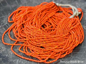 *. hoe . tonbodama *naga group white Hearts orange ultimate small beads neck decoration (26ps.@)[ free shipping ][2112][CB17007]