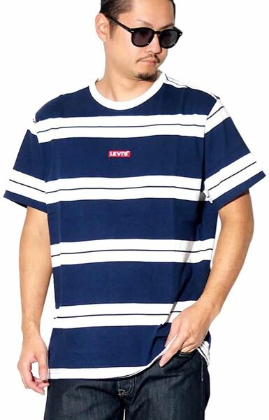 新品タグ付き　(リーバイス) Levi's メンズ USAモデル ボーダー Tシャツ 79554-0002 ネイビー　M