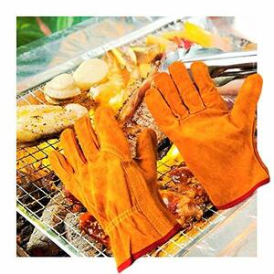 [Civil Life] 耐熱手袋 キャンプグローブ 耐熱グローブ 本革 作業用手袋 ＢＢＱ キャンプグローブ アウトドア フリー