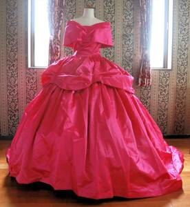Leggenda sposa髪飾り付きショッキングピンクのウエディングドレス11号Lサイズカラードレス送料無料