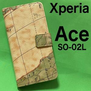 Xperia Ace SO-02L/// マップデザイン 手帳型ケース