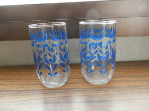 [ Sasaki glass / hard strong ] Showa Retro pop . floral print. lovely glass / glass 2 piece set *401