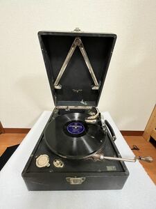 【音出し確認】ポータブル 蓄音機 管理A916 アンティーク SP盤