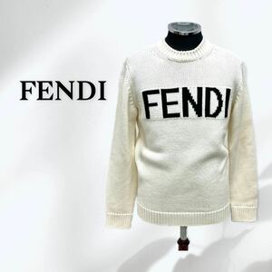 FENDI フェンディ ウール フロントロゴ クルーネック ニット セーター メンズ FZZ387 A3M3