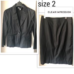 CLEAR IMPRESSION 黒スカートスーツセットアップ 就活・リクルート・新卒スーツ