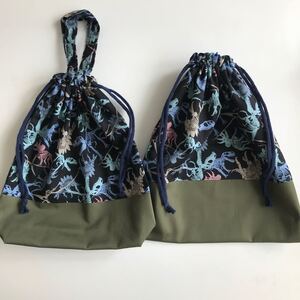 体操着入れ 上履き入れ ハンドメイド 恐竜