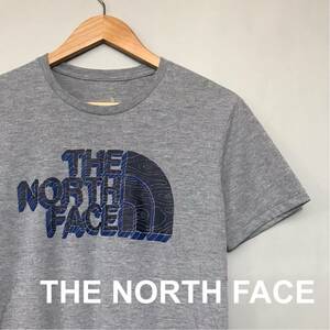【良品】 ザノースフェイス THE NORTH FACE プリント Tシャツ ビッグロゴ ハーフドーム アウトドア 半袖 グレー メンズ Mサイズ ∬◇