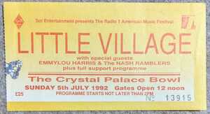 Little Village★1992年ロンドン公演半券/Nick Lowe/Ry Cooder/Jim Keltner/John Hiatt/Brinsley Schwarz