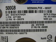 ▽Western Digital WD5000LPVX-08V0TT5 500GB SATA 5400rpm 8MB 2.5型 7mm 中古 WD Blue_画像3